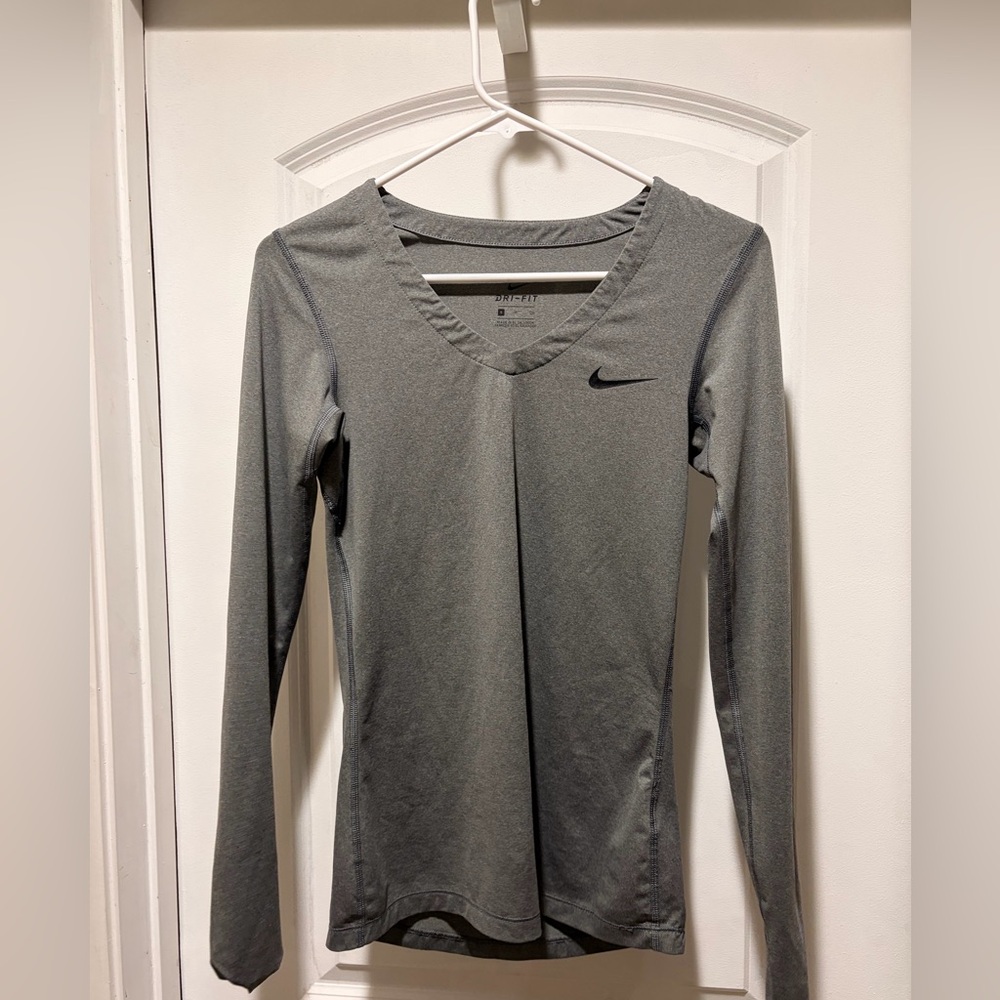 Gray Nike Dri-Fit long sleeve shirt v neck